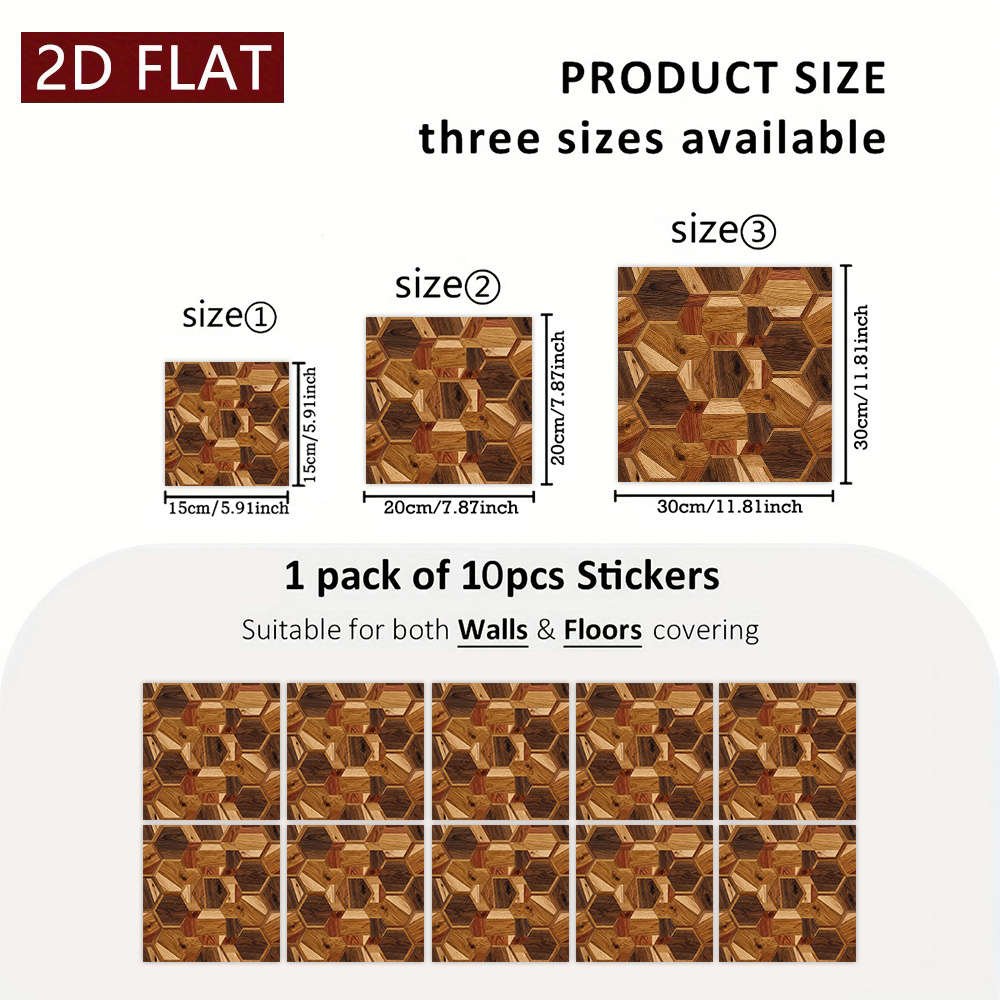 Self Adhesive Floor Stickers 7.87X7.87Inch 20X20Cm 10Pcs