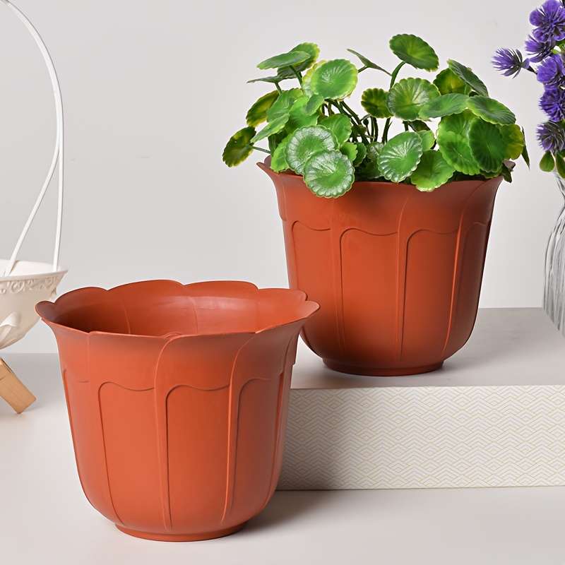 Flowerpot  1Pcmodel Brick-Red Fluted Flower Pot