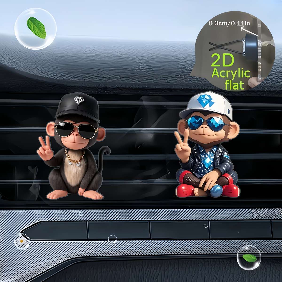 Car Interior Decor Style 2Pcs Monkeys