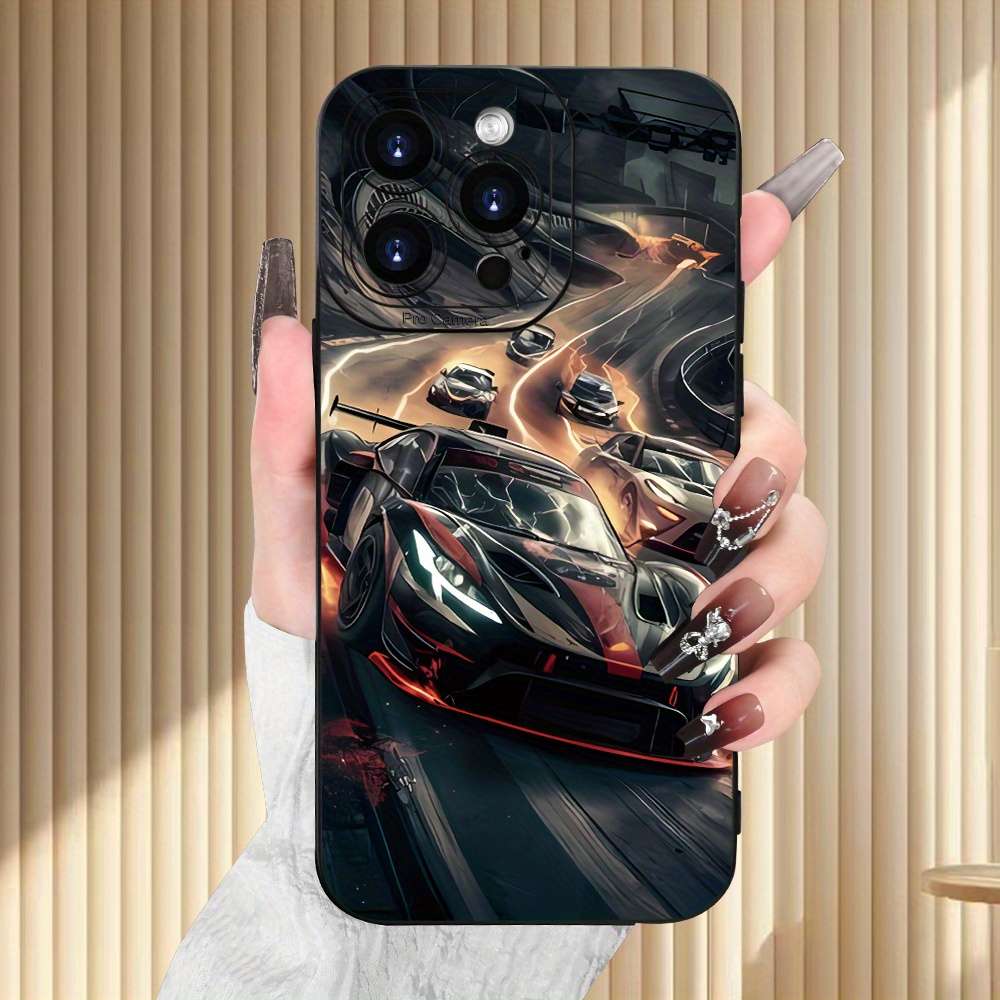 1Pc Black For iPhone 16 Plus Cool Sports Car Phone Case