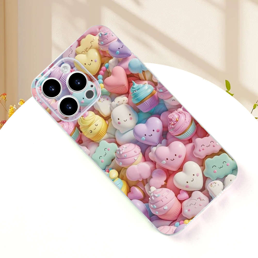 1Pc Transparent For iPhone 7 Plus Heart Shaped Pattern Phone Case