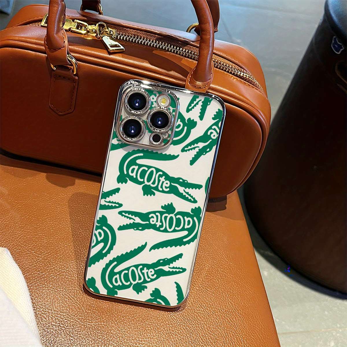 1Pc Transparent Silvery For iPhone 11 Pro Crocodile Pattern Phone Case