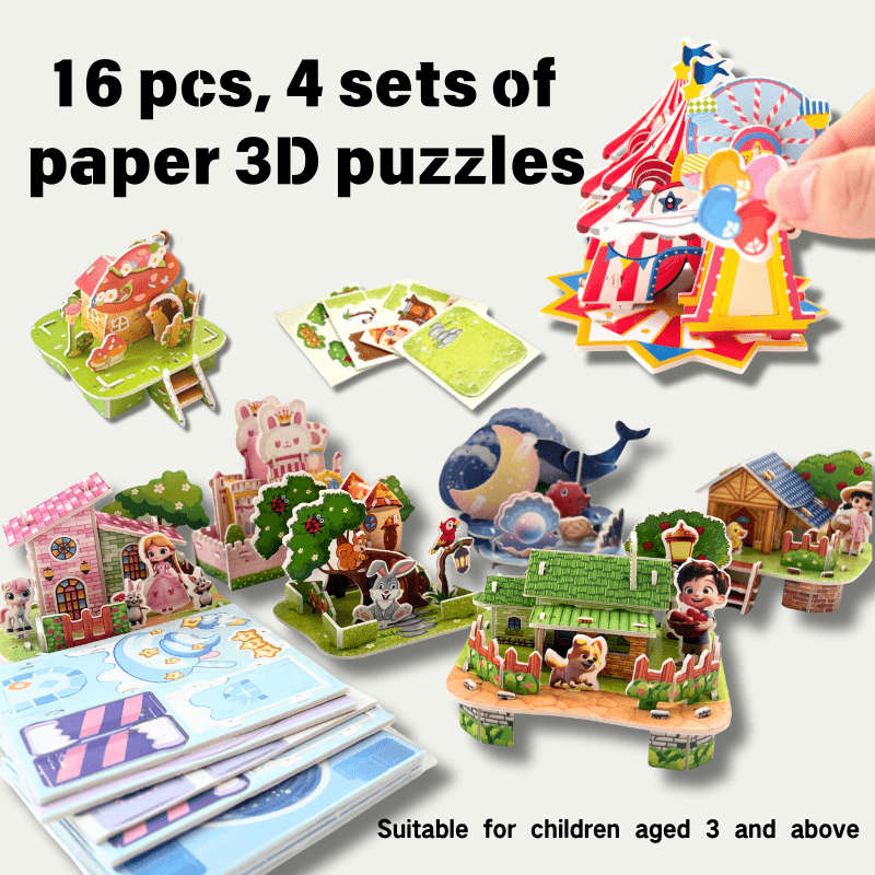 3D Building Model Puzzle Set Model Random Quantity 16Pcs