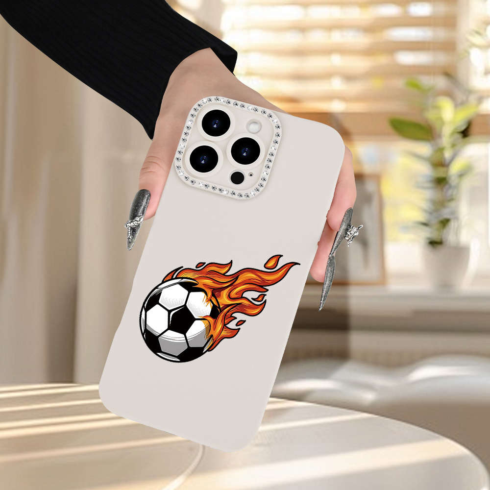 1Pc Ivory White For iPhone 14 Football Player Printed Phone Case