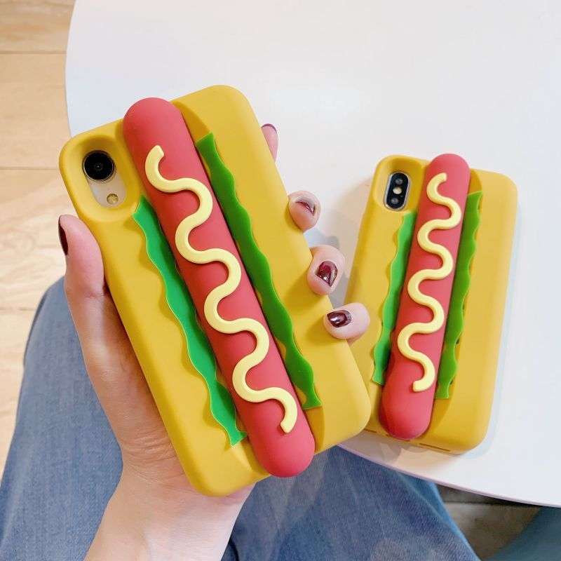 1Pc Mixed Color For iPhone 15 Plus Cute Hot Dog Phone Case
