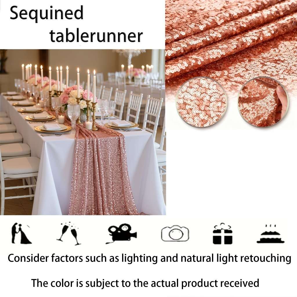 Wedding Supplies Color Rose Golden Size 30*280Cm Table Runner  4 Self Adhesive Stickers
