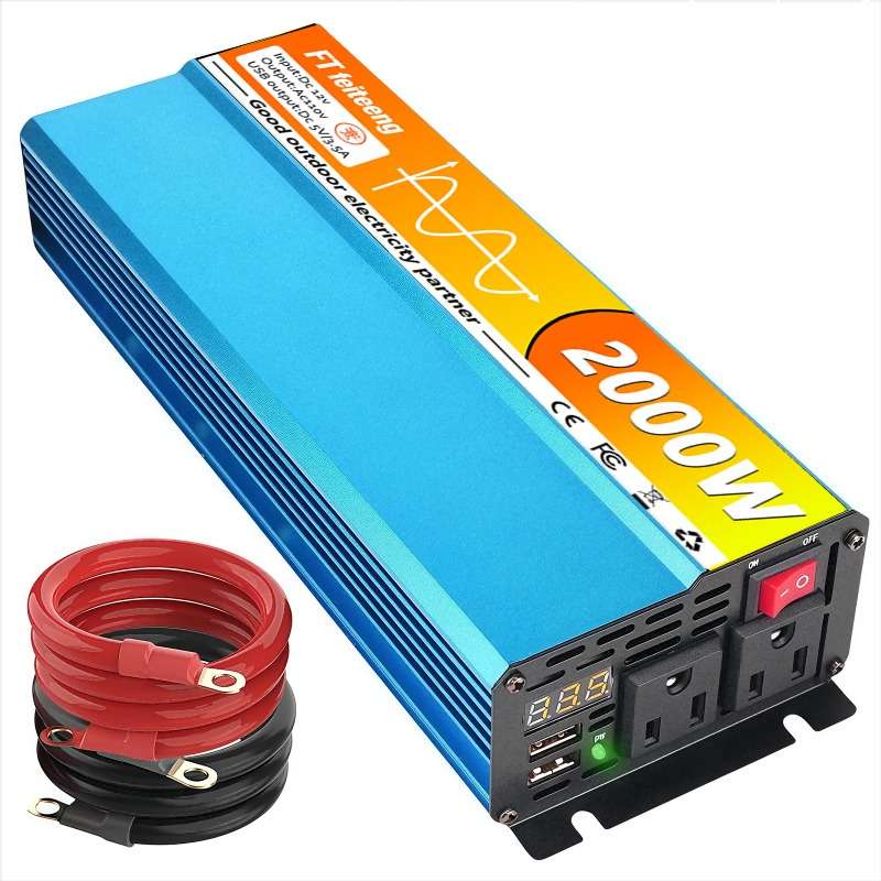 Efficient Pure Sine Wave Power Inverter 2000 Watts 1500 For Emergency Use 12V