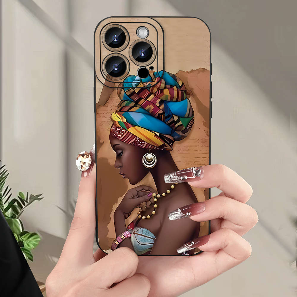 1Pc Black For iPhone 14 Pro Max African Girl Phone Case