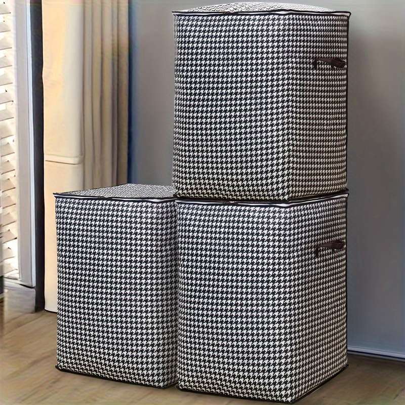 2Pcs Thickened Storage Boxes Large Clothes 140L Houndstooth Size 2Pcs Set 100L