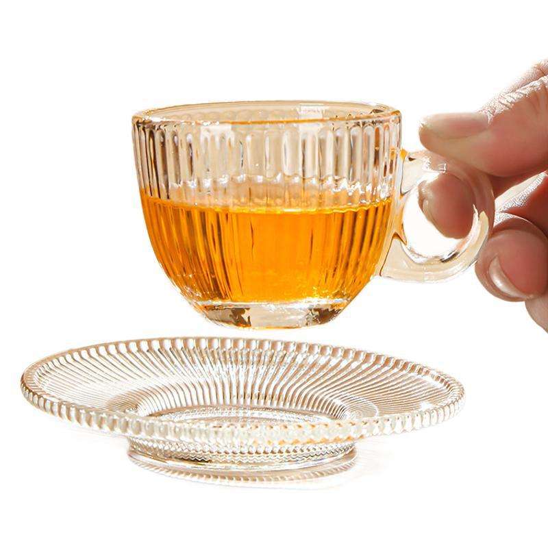 Water Cup Color Diamond Pattern 6 Cups 6 Plates