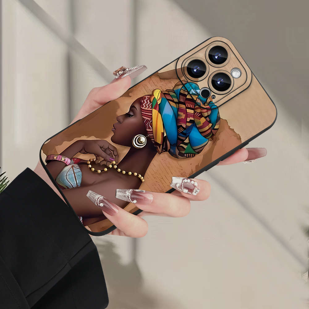1Pc Black For iPhone 14 Pro Max African Girl Phone Case