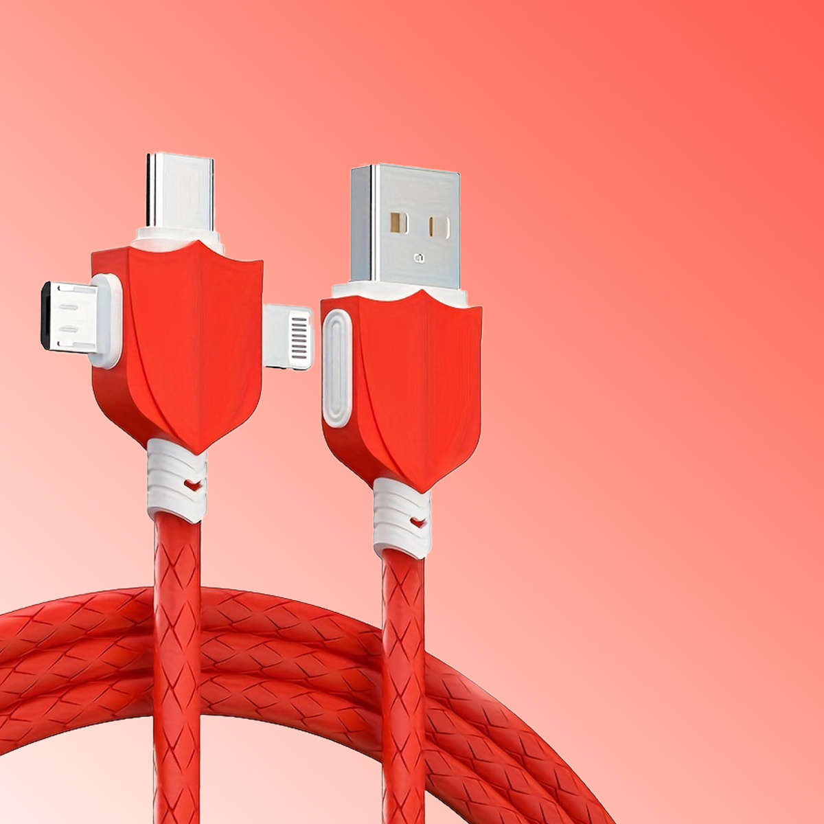 1pc Shield Silicone Data Cable 3-1 Mfi Certification Compatible with Multiple Devices Not Easy