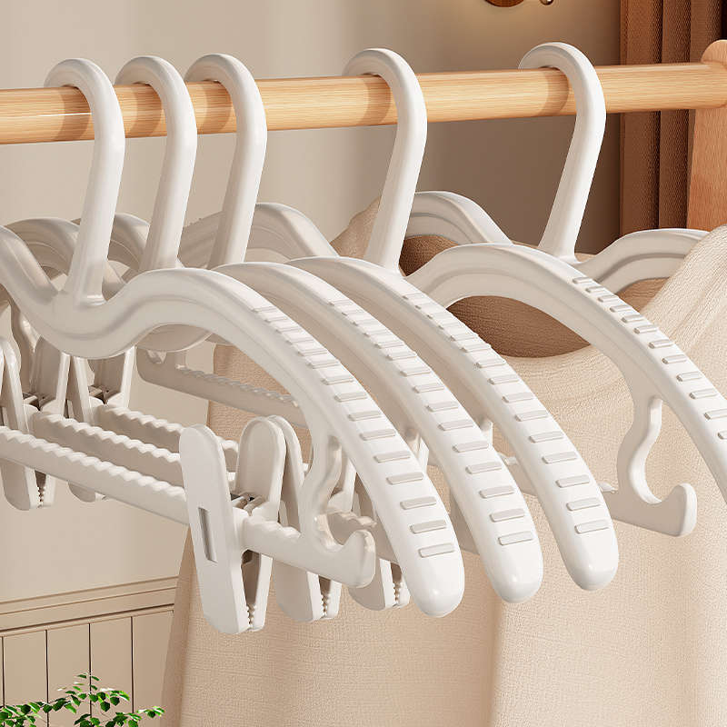 Clothes Rack Narrow Shoulder Pink With Trouser Clips Size 5Pcspack