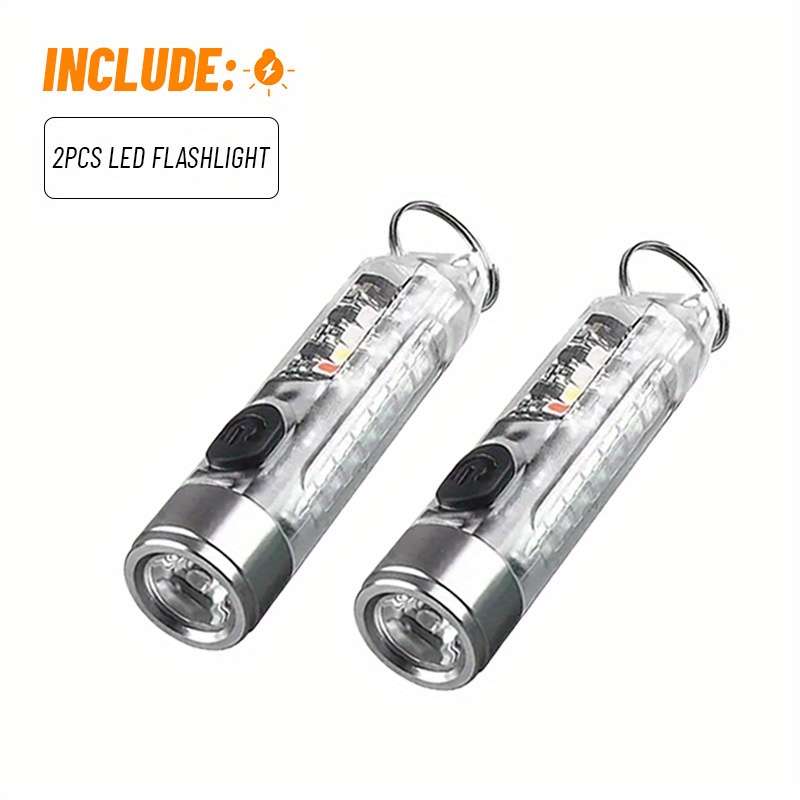 Keychain Ornament Items Transparent Flashlight Quantity2Pcs