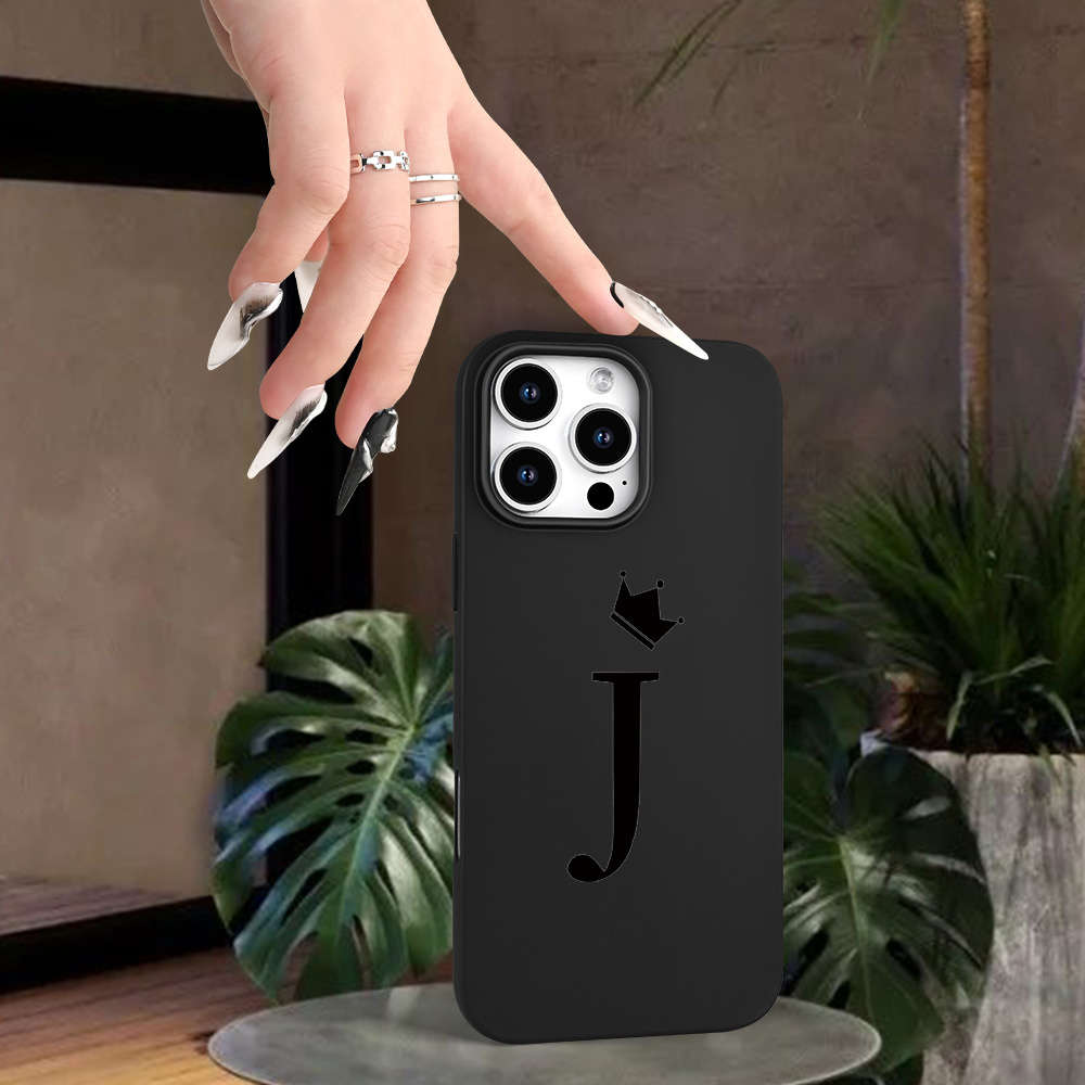 1Pc Black For iPhone 8 Plus Letter Crown J Phone Case