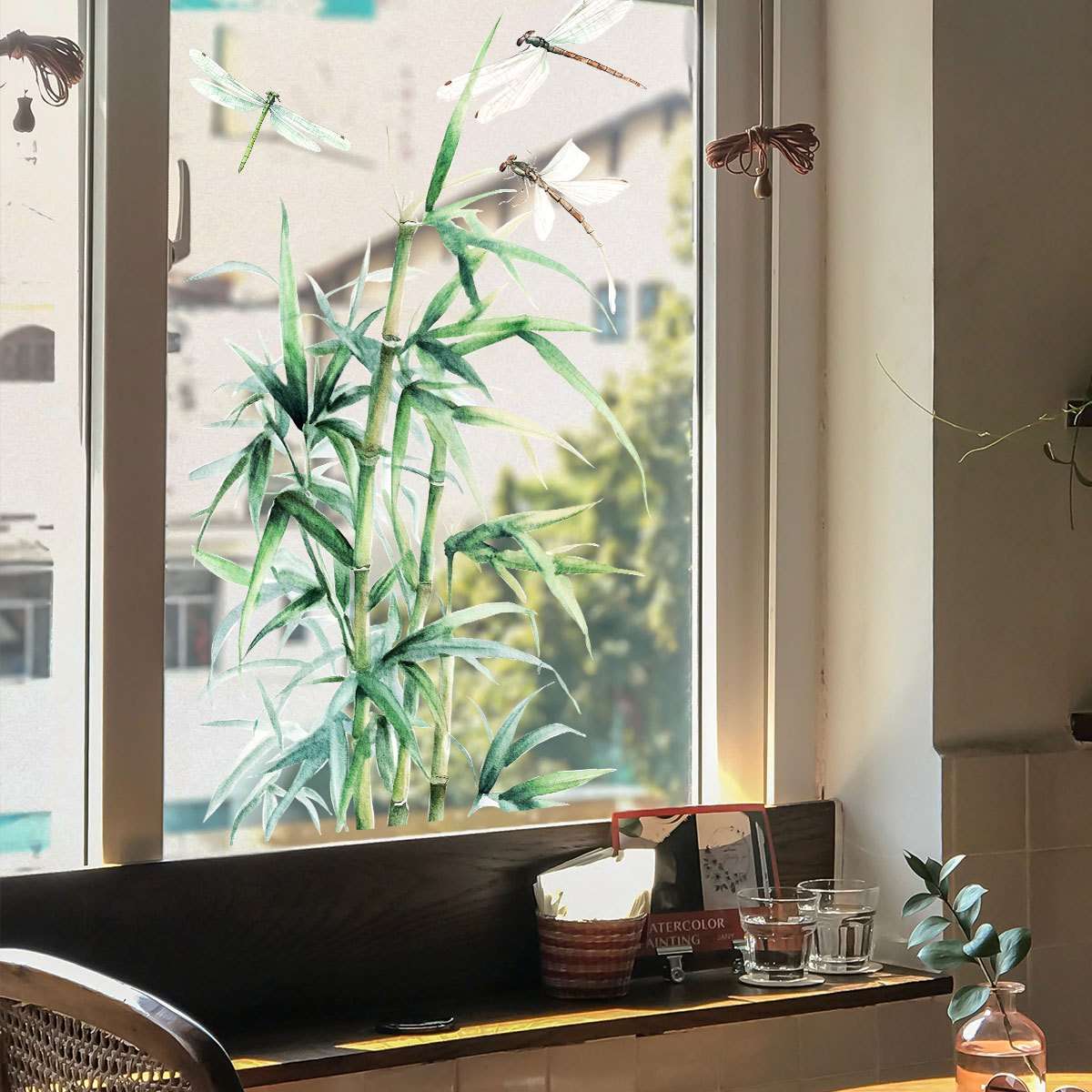 Window Stickers Style Bamboo Dragonfly Sticker