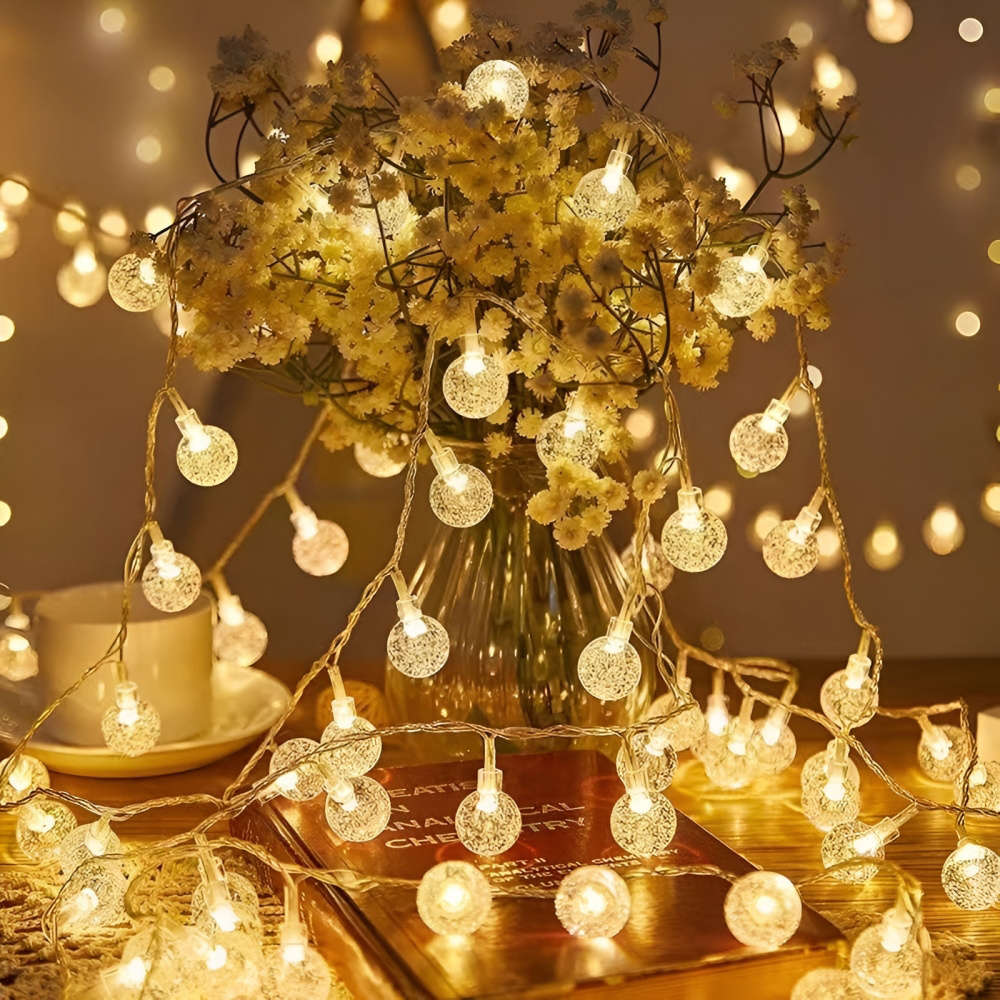 10 Led Crystal Ball Bubble String 6M
