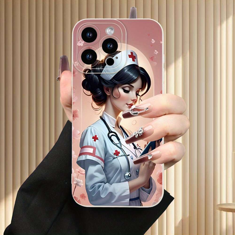 1Pc Ivory White For iPhone 13 Pro Nurse Themed Phone Case