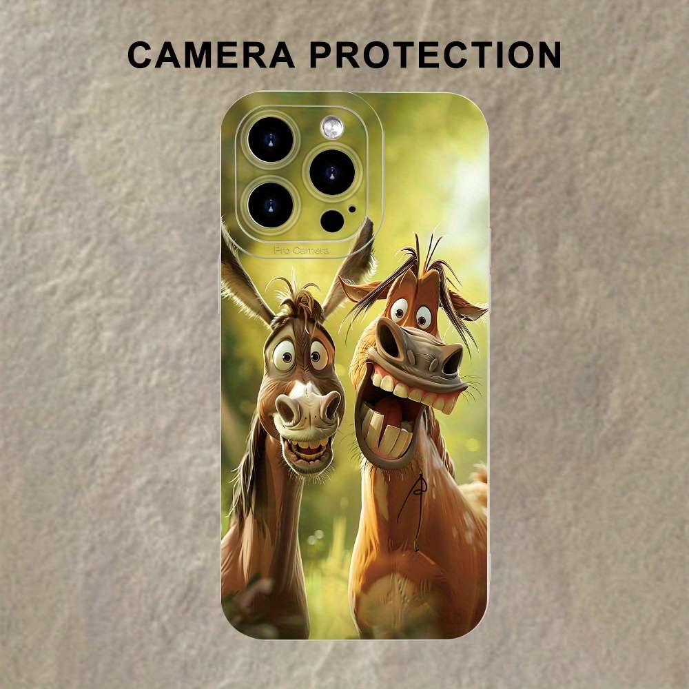 1Pc Ivory White For iPhone 13 Mini Cute Funny Donkey Phone Case