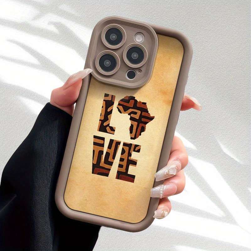 1Pc Dark Brown For iPhone 14 Pro Love African Phone Case