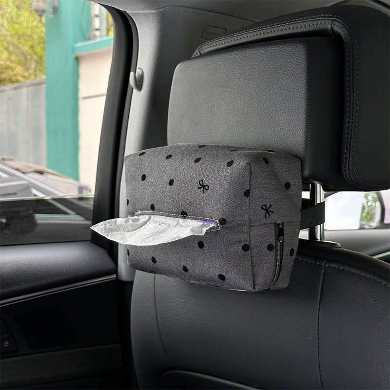 Car Tissue Box Style Polka Dot Bow Tissue Box Pink