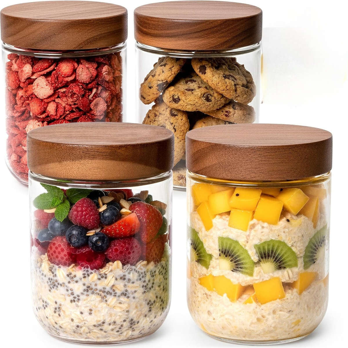 Sealed Jar Color Acacia Lid2Pcs