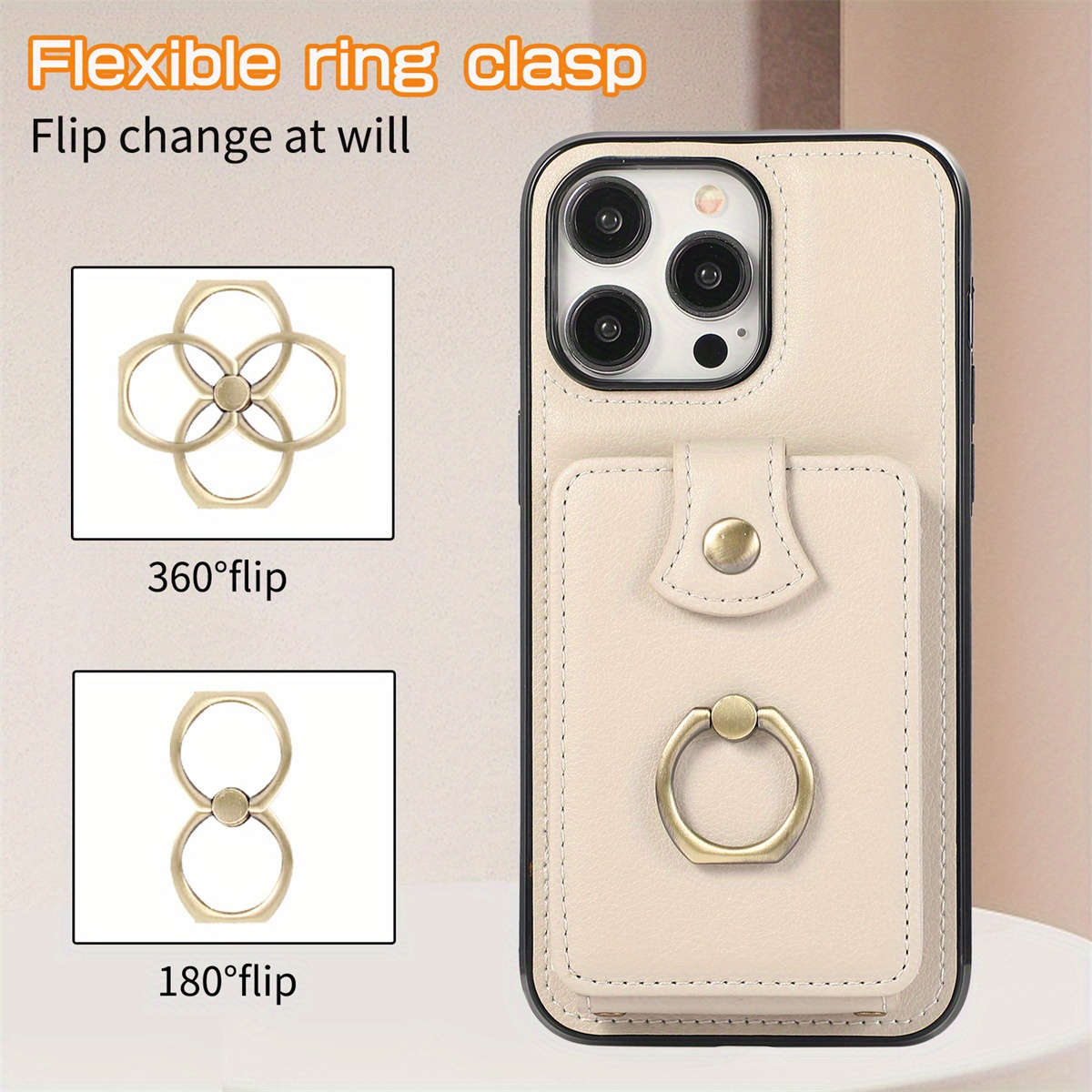 1Pc Beige For iPhone 16e Protective Case Wallet Phone Case