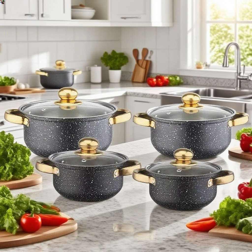 5Pcs Premium Stainless Steel Cookware Set With Lids Kitchen
