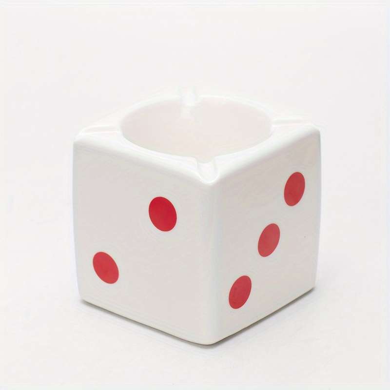 Classic Creative Ceramic Ashtray Dice Shape Storage Table Decoration Model Dot