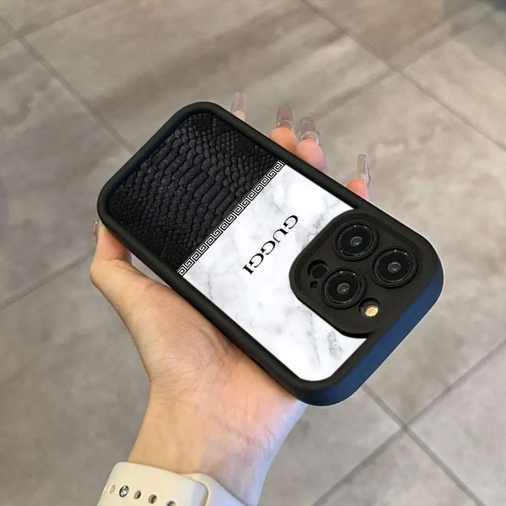 1Pc Black For iPhone 12 Mini Luxury Stone Pattern Phone Case