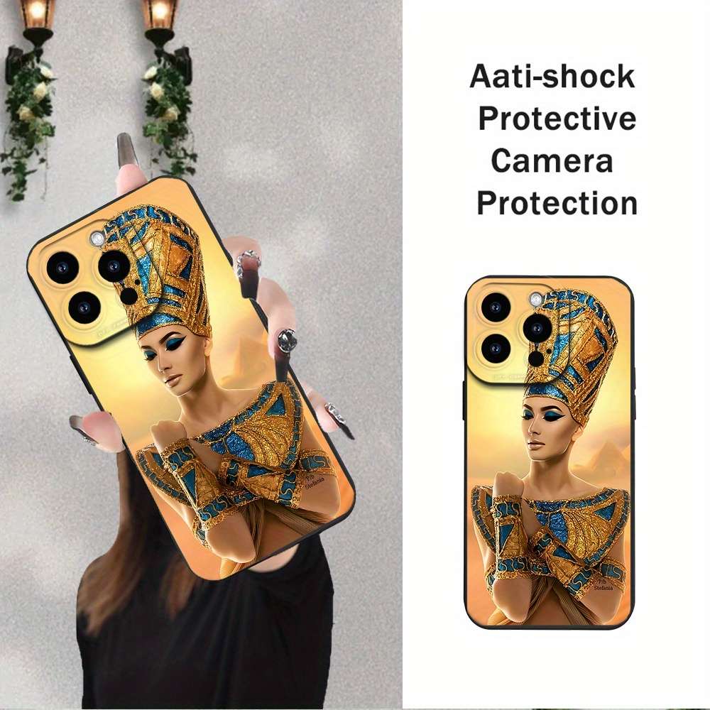 1Pc Black For iPhone 16 Pro Egyptian Queen Phone Case