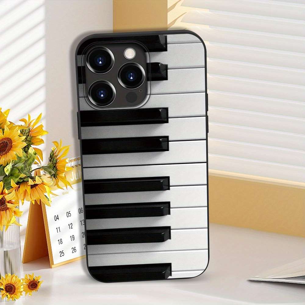 1Pc Black For iPhone 12 Piano Music Note Phone Case