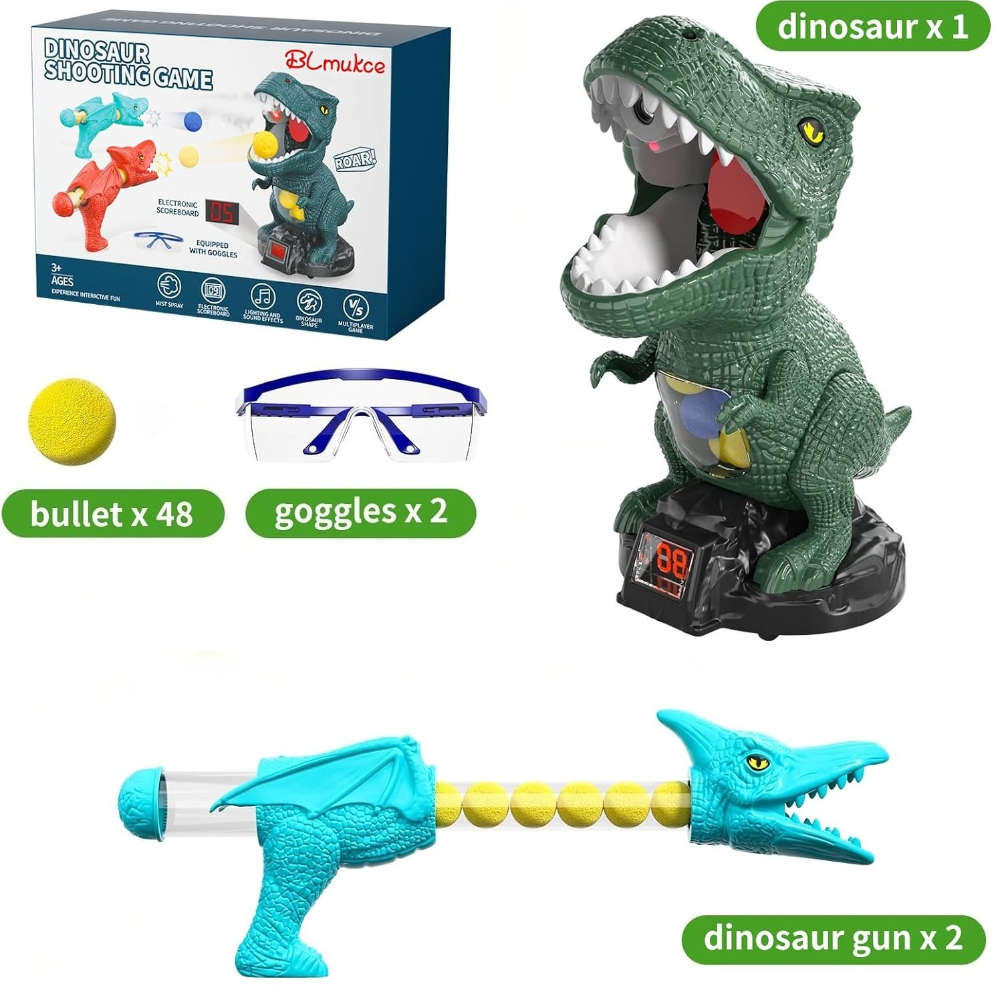 Dinosaur Shooting Toy Goggles Dinosaur Shape Air Pump Launcher Movable Dinosaur