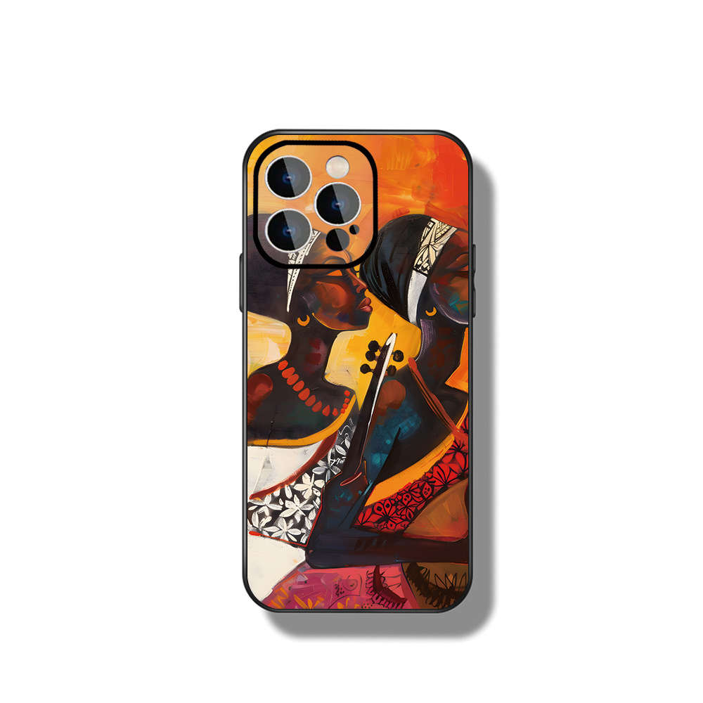 1Pc Black For iPhone 11 Pro Max African Women Instruments Phone Case