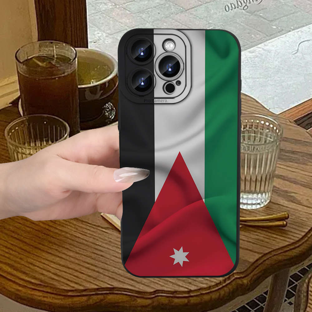 1Pc Black For iPhone 12 Flag Of TPU Painted Phone Case