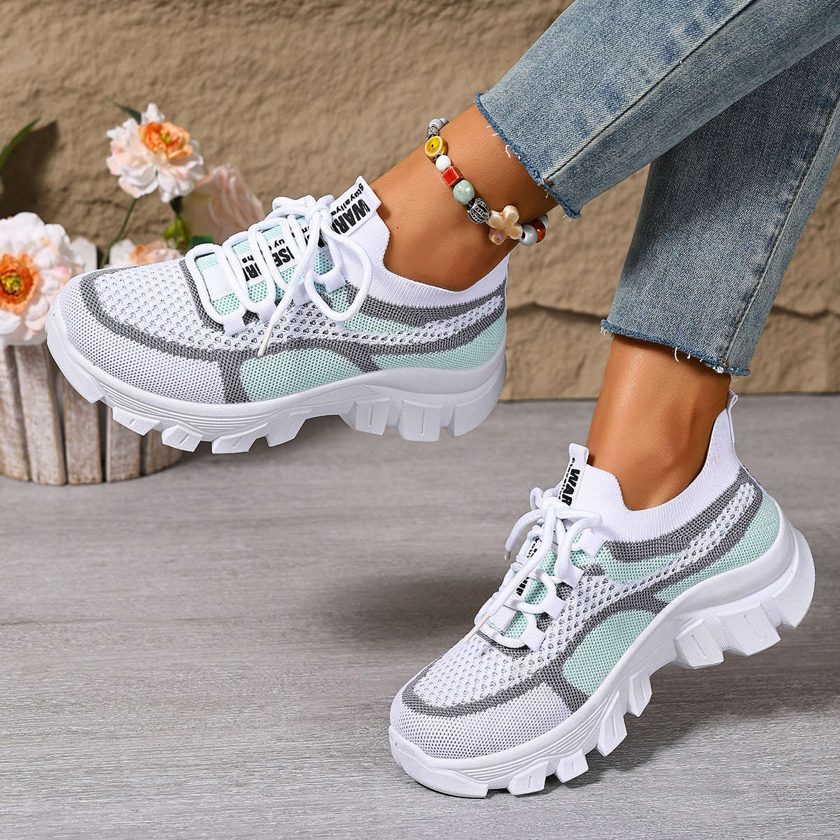 Women S Sneakers Color Khaki Color Matching Sizeuk 7