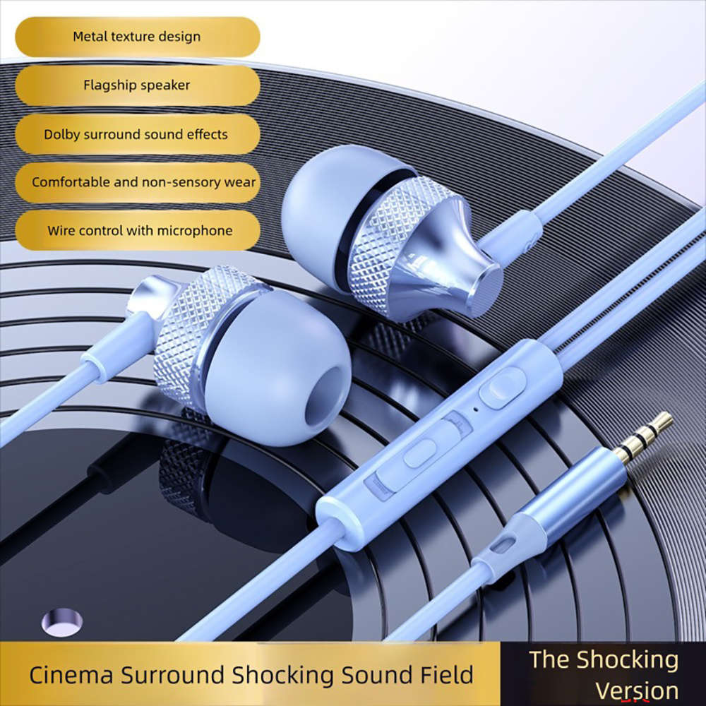 Wired Headphones Blue 3.5Mm