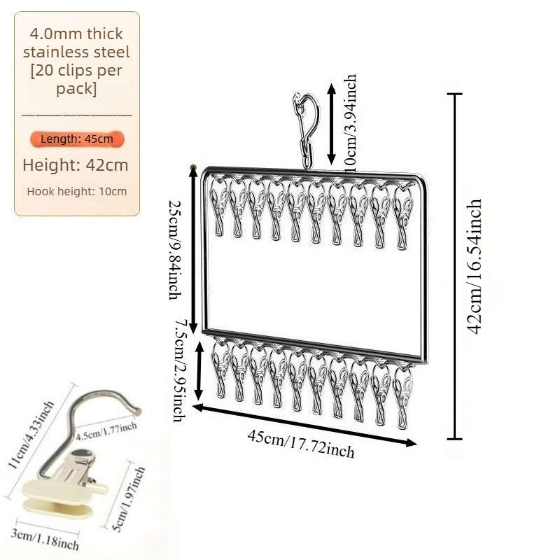 Clothes Rack Double Layer 20 Clips Quantity 6Pcs