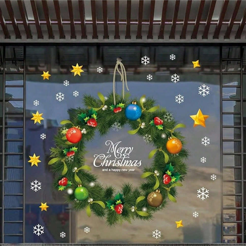 Christmas Decorations Style Christmas Wreath Window Sticker