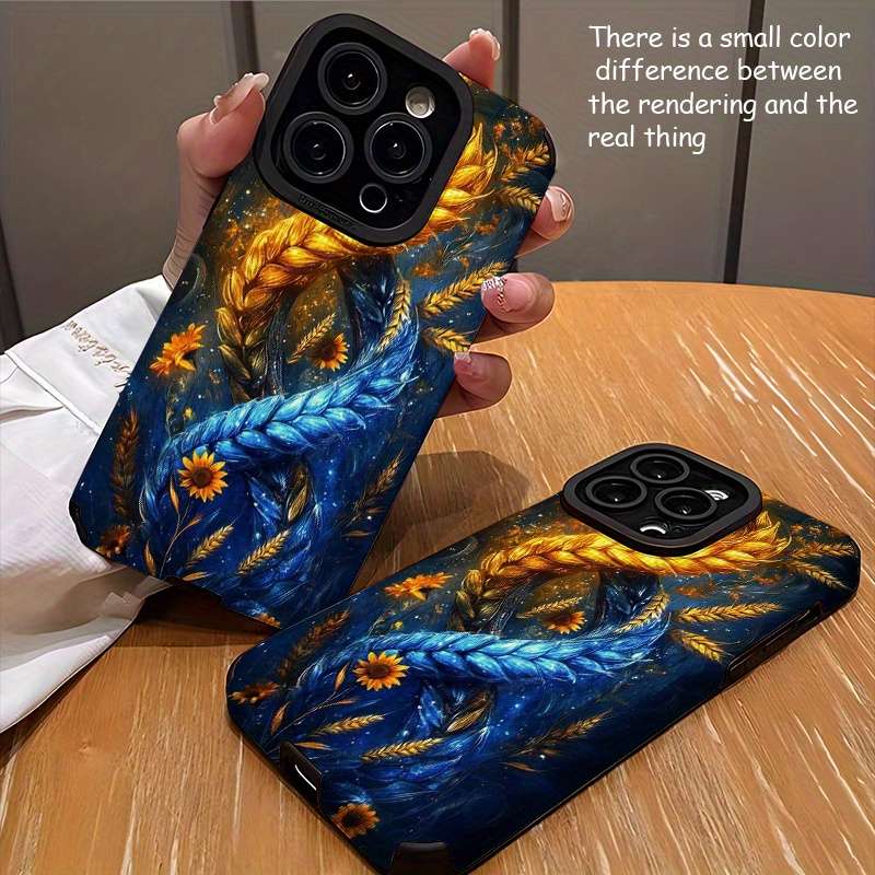 1Pc Mixed Color For iPhone 16 Plus Wheat Flower Pattern Phone Case