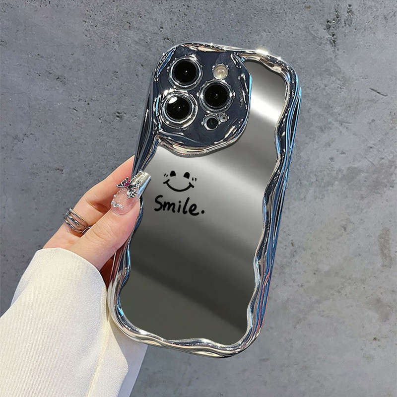 1Pc Silvery For iPhone X Cute Joyful Face Design Phone Case