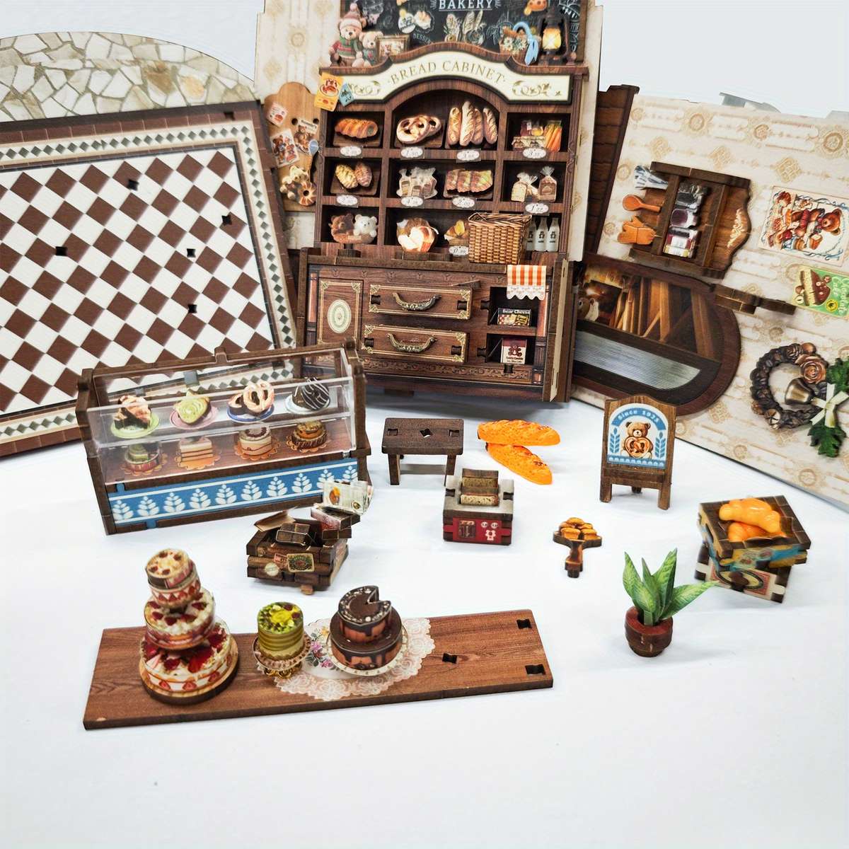 3D Building Model Puzzle Set Style Bear Bakery