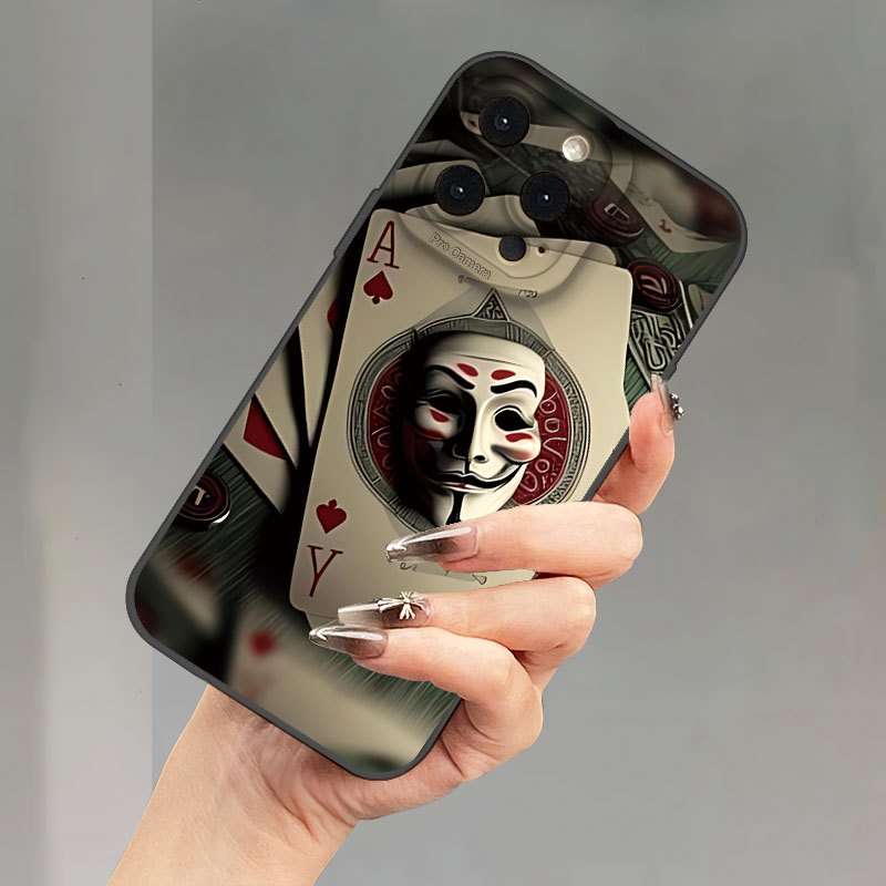 1Pc Mixed Color For iPhone 16 Plus Joker Face Poker Phone Case