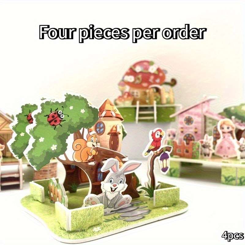 3D Building Model Puzzle Set Model Random Quantity 4 Pcs