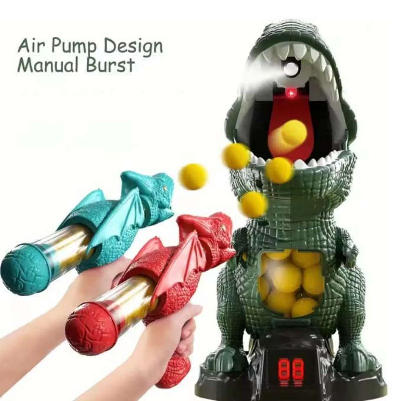 Dinosaur Shooting Toy Goggles Dinosaur Shape Air Pump Launcher Movable Dinosaur