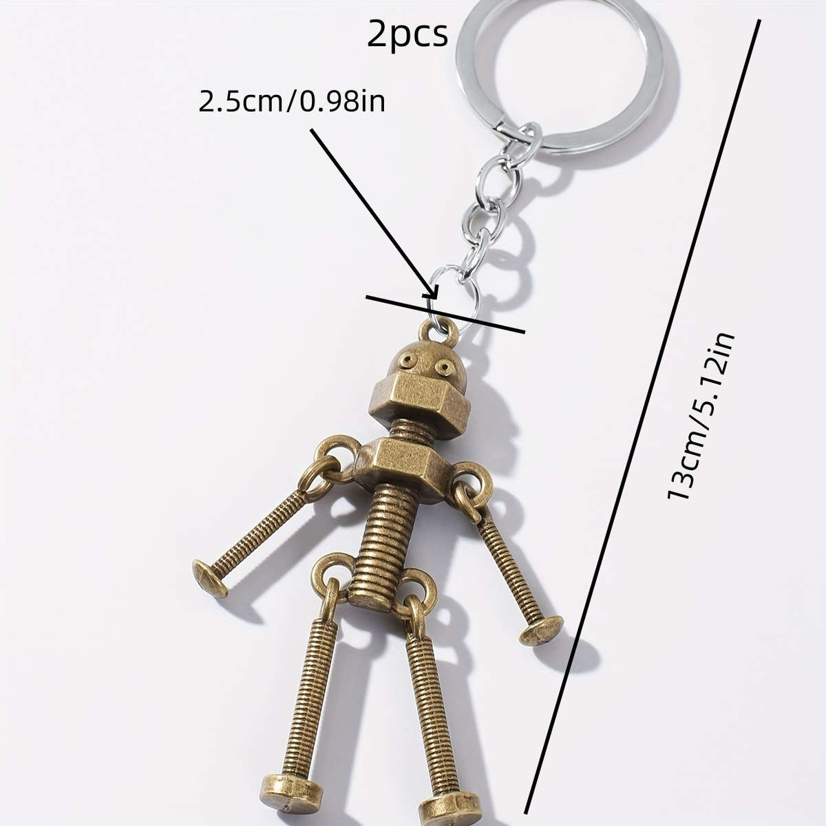 Keychain Ornament Color Bronze Robot Keychain Quantity3Pcs