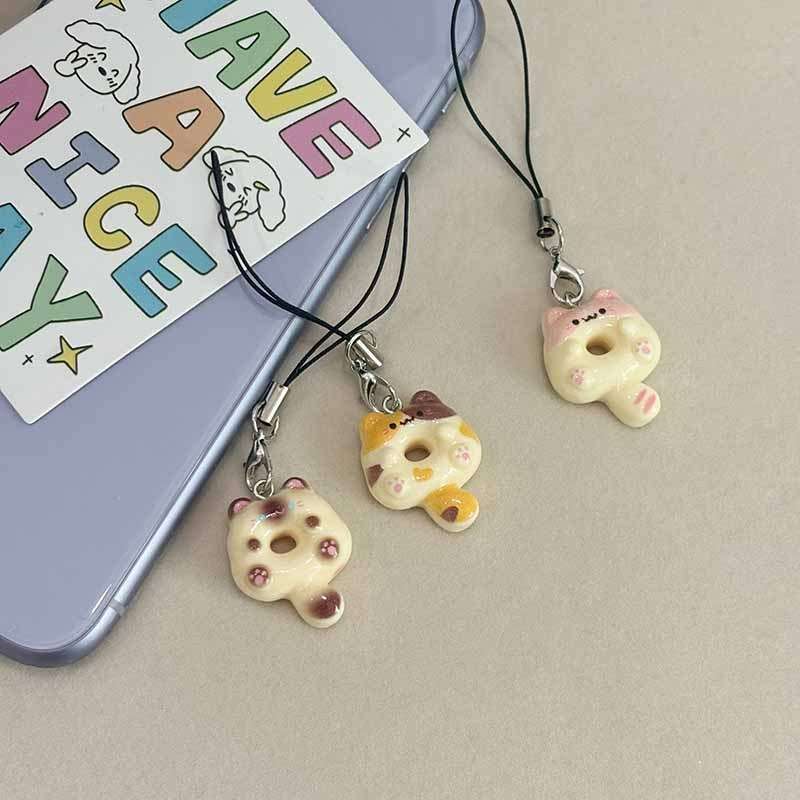 Keychain Ornament Color 3Pack Light Brown  Brown  Dark Pink Cat