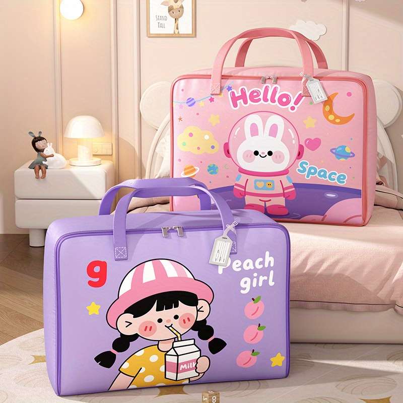 Luxury Grand Large Capacity Fabric Storage Bag Reinforced Handles Cute Cartoon D