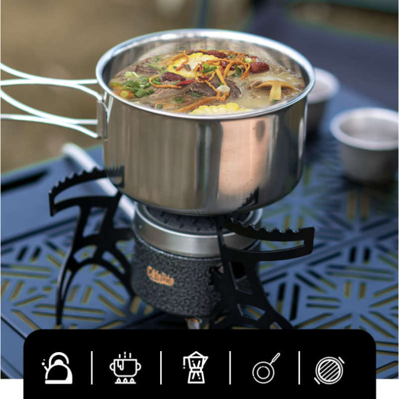 3 Portable Outdoor Gas Stove Windproof Camping Stove Press Power Ignition No