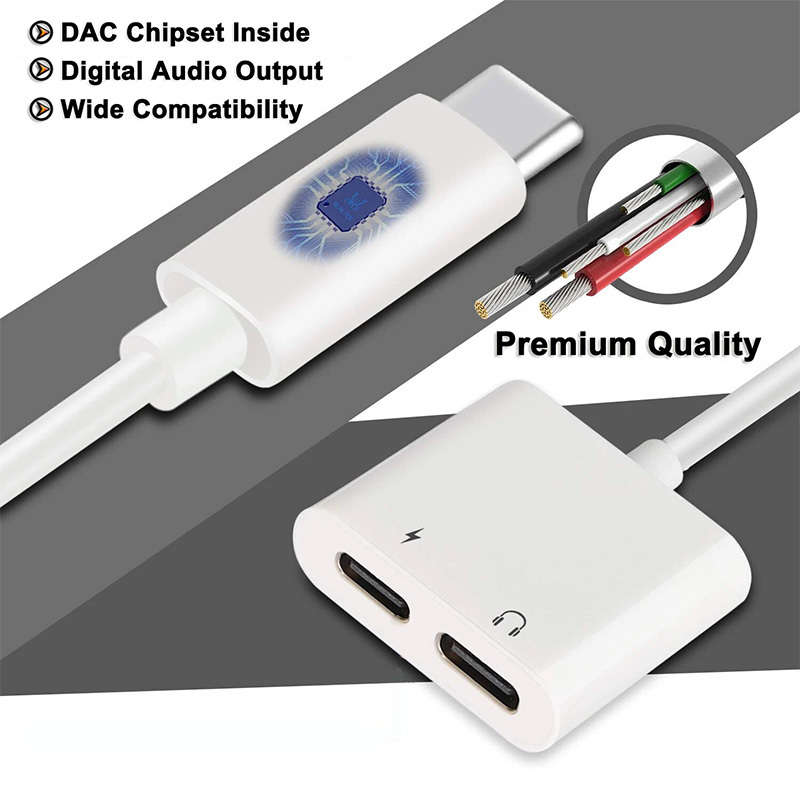 Charging Cable Color White Dual Usb C
